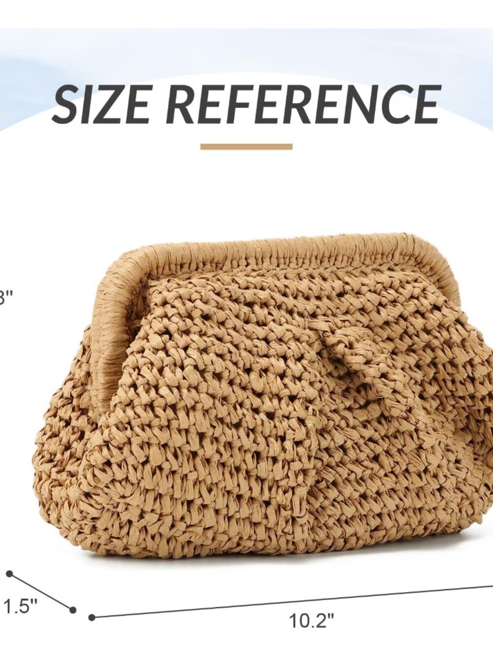 Straw Clutch Purses for Women Woven Dumpling Bag Summer Beach Clutch Wicker Cros - Picture 4 of 7